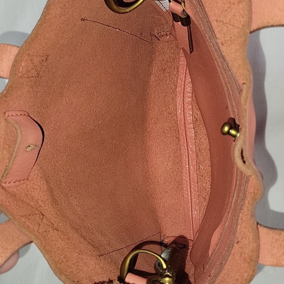 Madewell Small Peach Leather Crossbody Tote Bag - Picture 10 of 12